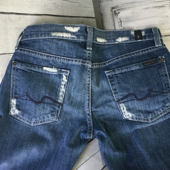 7 For All Mankind Low Rise Blue Packets Dark Blue Washed Women’s Denim - Picture 3 of 8